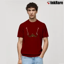 Men’s Handlebar Hold Up Funny Mustache Classic T-Shirt in maroon | Soft, Breathable Everyday Wear