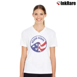 Women’s Hank Player Peace Corps V-Neck Tee in white | Chic Neckline, Soft Texture