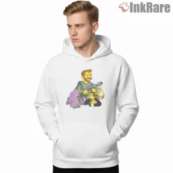 Hank Scorpio Villain Action Scene Cartoon Shirt on white hoodie for men graphic tee