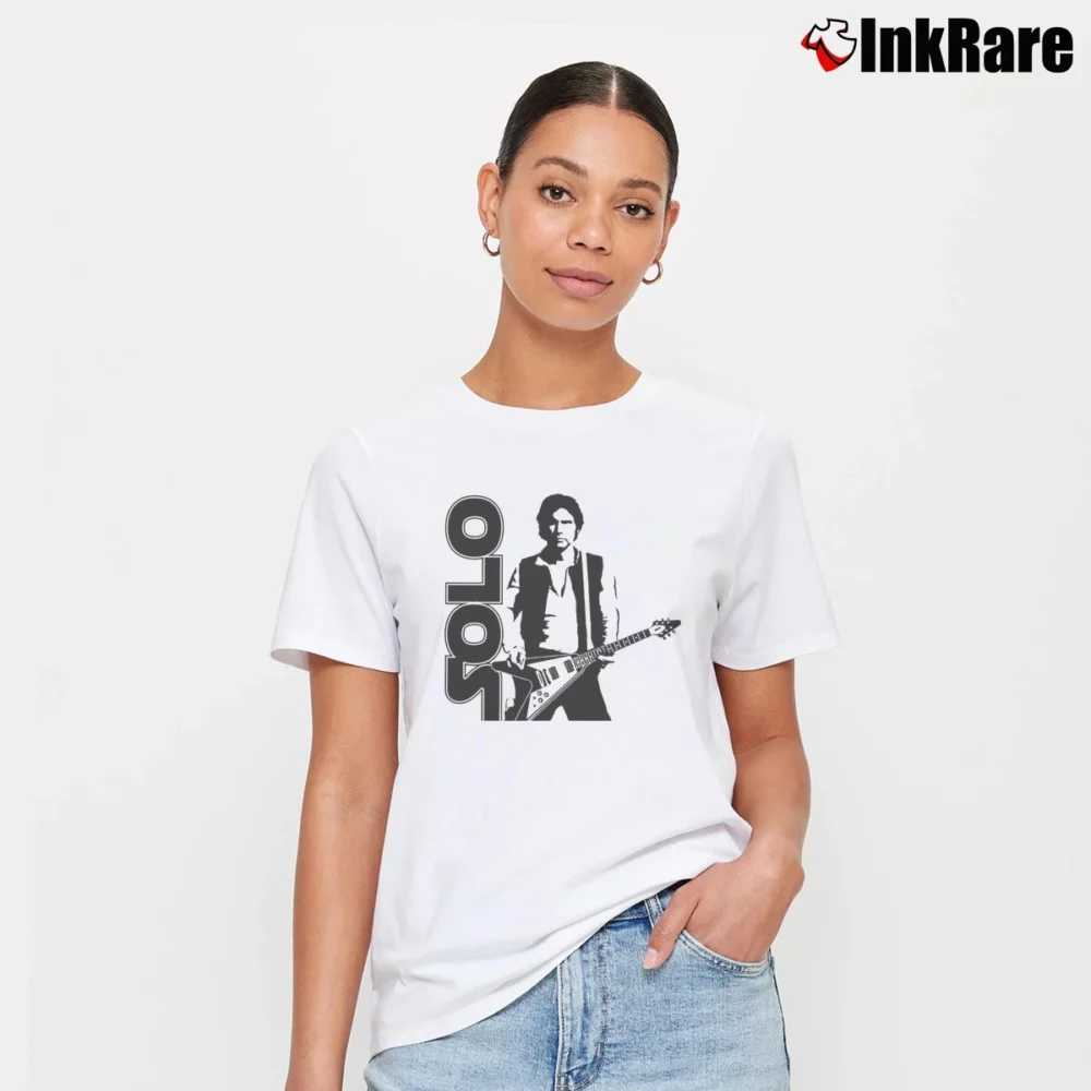 Women’s Hans Solo Guitar Star Wars Signature T-Shirt in white | Soft, Flattering Fit