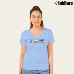 Women’s Hanson Band Graphic V-Neck Tee in light blue | Chic Neckline, Soft Texture
