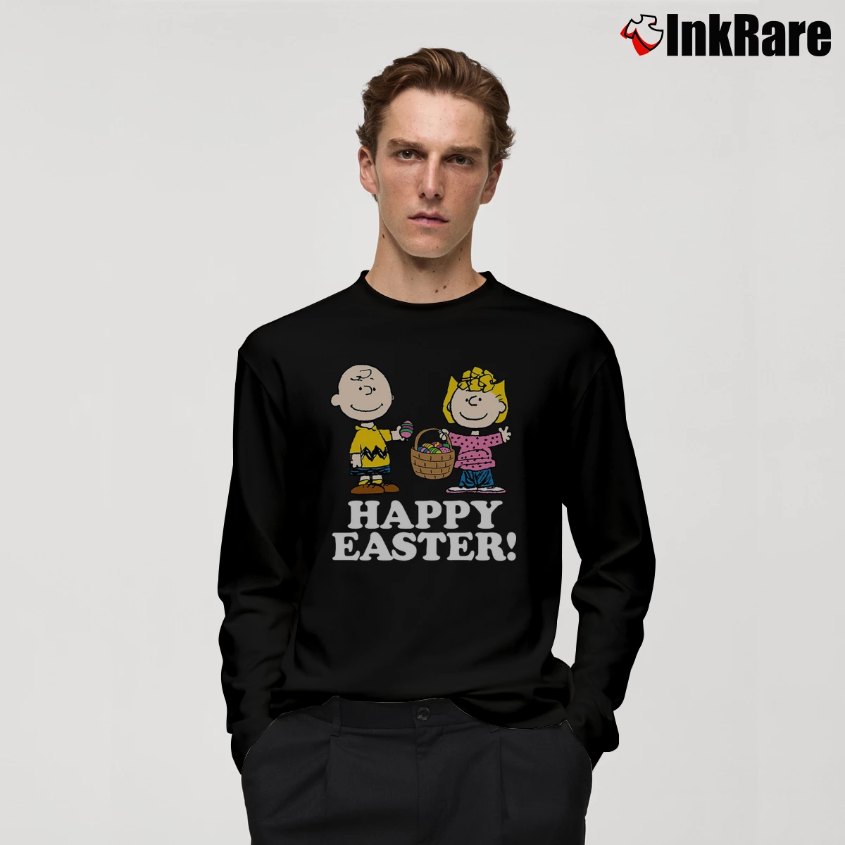 Happy Easter Charlie Brown And Sally Brown Men’s Long-Sleeve Tee in black – Versatile Layering Men’s Happy Easter Charlie Brown And Sally Brown Long-Sleeve Shirt in black | Sleek, Lightweight, Year-Round Wear