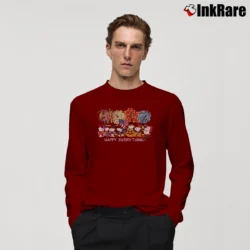 Men’s Happy Everything Snoopy Cosplay Parody Long-Sleeve Shirt in maroon | Sleek, Lightweight, Year-Round Wear