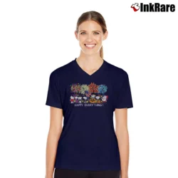 Women’s Happy Everything Snoopy Cosplay Parody V-Neck Tee in navy | Chic Neckline, Soft Texture