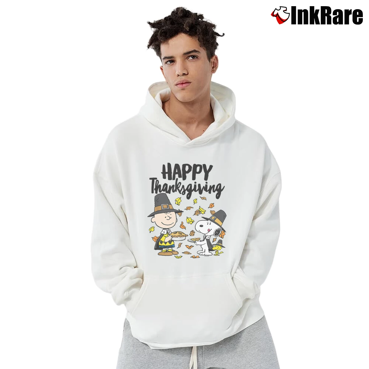 Happy Thanksgiving Charlie Brown Snoopy And Woodstock Men’s Pullover Hoodie in white – Ultimate Warmth Men’s Happy Thanksgiving Charlie Brown Snoopy And Woodstock Pullover Hoodie in white | Cozy, Durable, Modern Fit