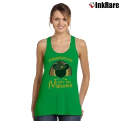 Women’s Happy Thanksgiving Disney Matching Family Mickey Tank Top in irish green | Lightweight, Movement-Friendly