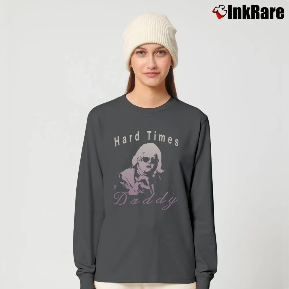 Women’s hard times daddy wrestling promo retro fan Long-Sleeve Top in charcoal | Sleek, Versatile, All-Season