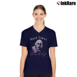 Women’s hard times daddy wrestling promo retro fan V-Neck Tee in navy | Chic Neckline, Soft Texture