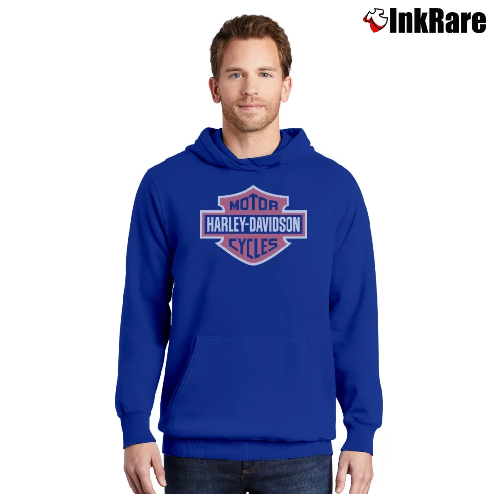 Men’s Harley Davidson 3D Emblem Biker Pullover Hoodie in royal blue | Cozy, Durable, Modern Fit