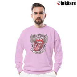 Men’s Harley Davidson Rolling Stones Start Me Up Crewneck Sweatshirt in light pink | Cozy Fabric, Clean Style