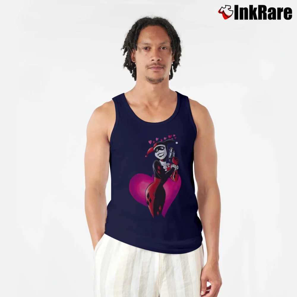 Men’s Harley Quinn Deadstock 90s DC Comics Batman Graphic Tank Top in navy | Breathable, Active-Friendly Design