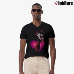 Men’s Harley Quinn Deadstock 90s DC Comics Batman Graphic V-Neck Tee in black | Sharp, Breathable, Everyday Staple