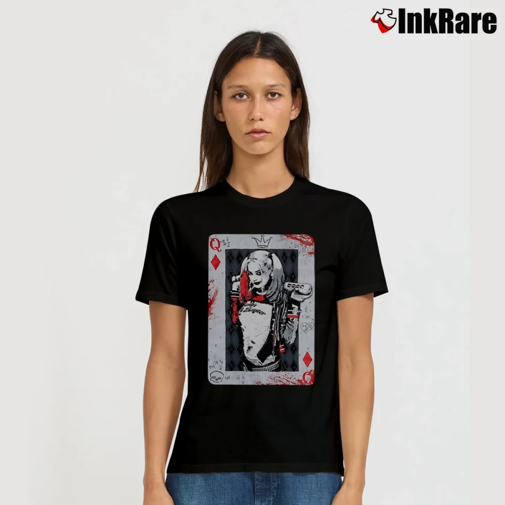 Women’s Harley Quinn Queen Of Diamonds Dc Comics Signature T-Shirt in black | Soft, Flattering Fit