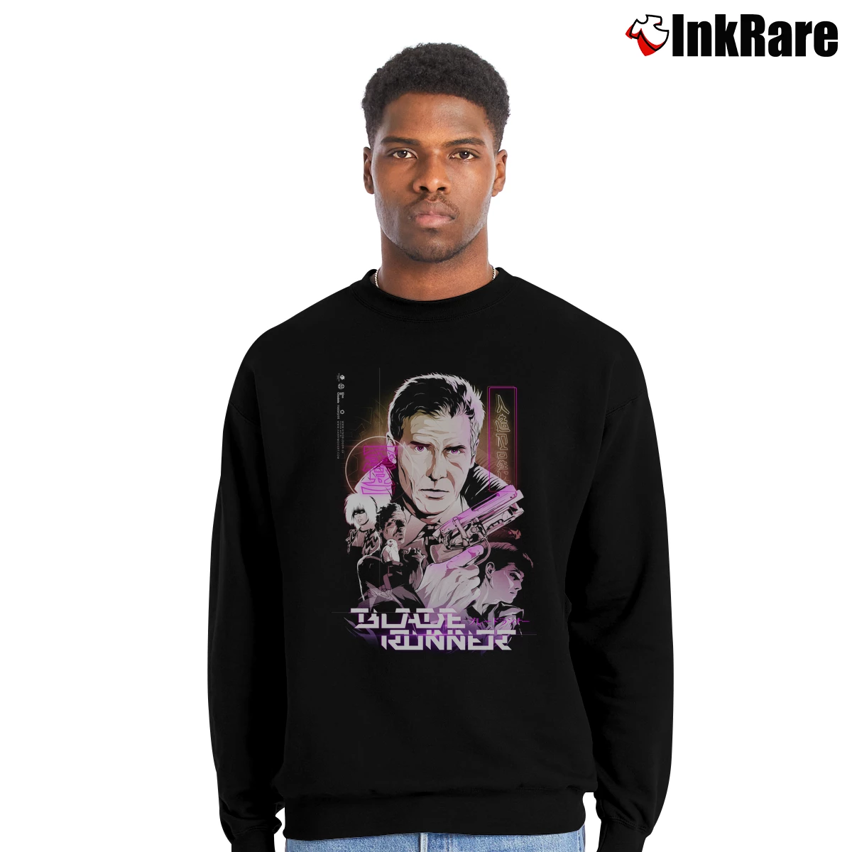 Harrison Ford Blade Runner Japanese Poster Men’s Crewneck Sweatshirt in black – Soft & Durable Men’s Harrison Ford Blade Runner Japanese Poster Crewneck Sweatshirt in black | Cozy Fabric, Clean Style