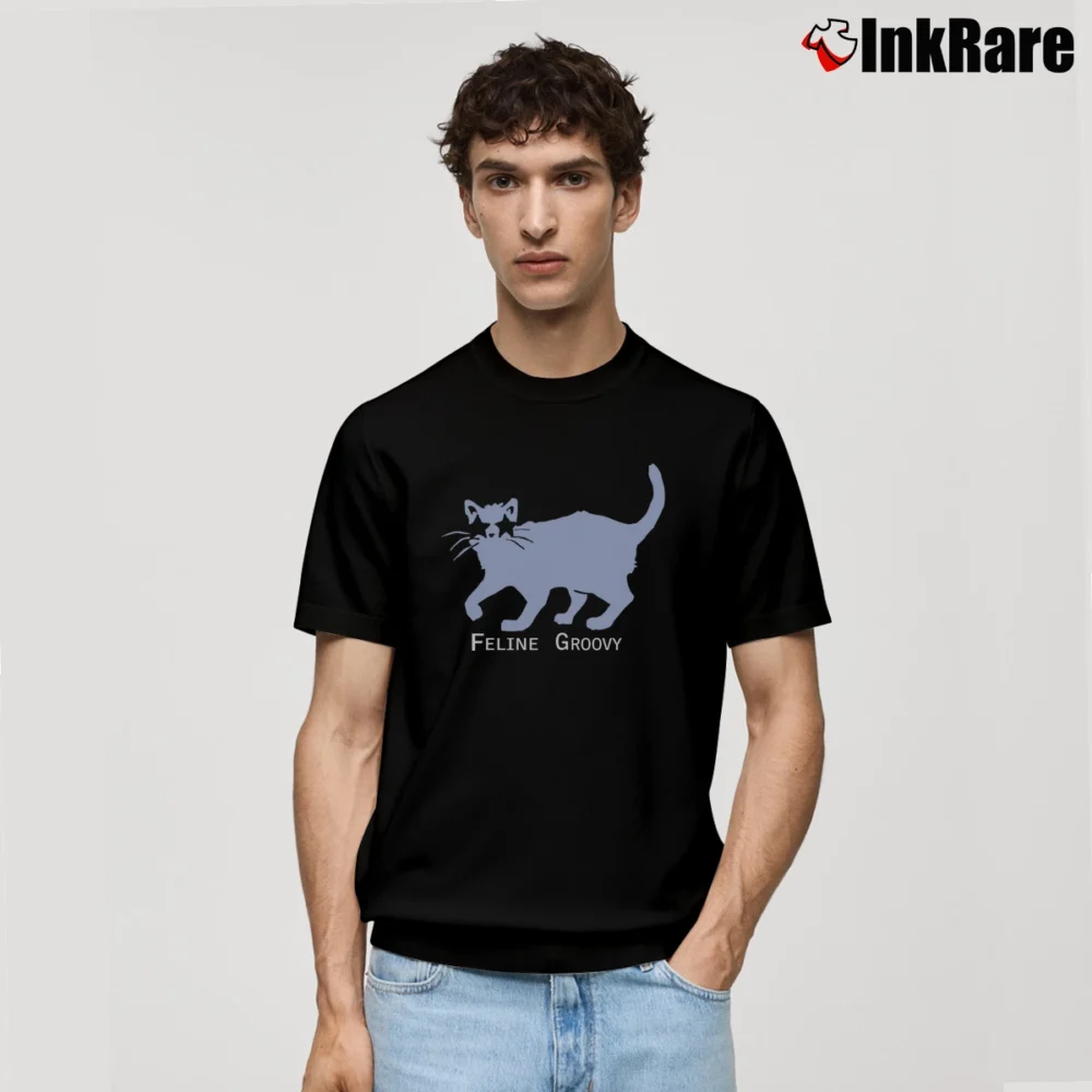 Men’s Hatley Cat Feline Groovy Classic T-Shirt in black | Soft, Breathable Everyday Wear
