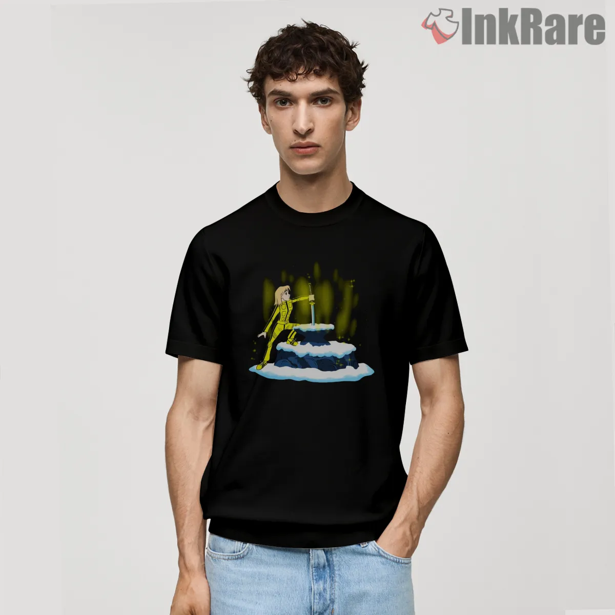 Hattori Hanzo Sword In The Stone Samurai Tribute Short Sleeve Black Hattori Hanzo Sword In The Stone Samurai Tribute Shirt on black short sleeve shirt for men graphic tee