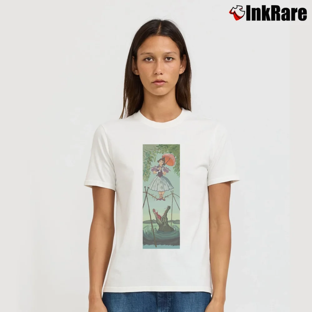 Women’s Haunted Mansion Tightrope Girl Disney Signature T-Shirt in white | Soft, Flattering Fit