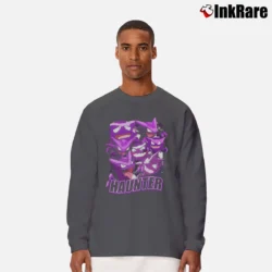 Men’s Haunter Pokemon Retro Custom Graphic Long-Sleeve Shirt in charcoal | Sleek, Lightweight, Year-Round Wear