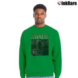 Men’s Hawkeye Jeremy Renner Avengers Marvel Movie Crewneck Sweatshirt in irish green | Cozy Fabric, Clean Style