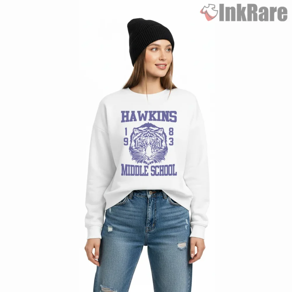 Hawkins Middle School Tiger Mascot Shirt on graphic shirt for women graphic tee