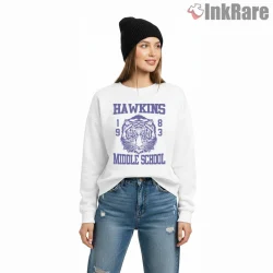 Hawkins Middle School Tiger Mascot Shirt on graphic shirt for women graphic tee