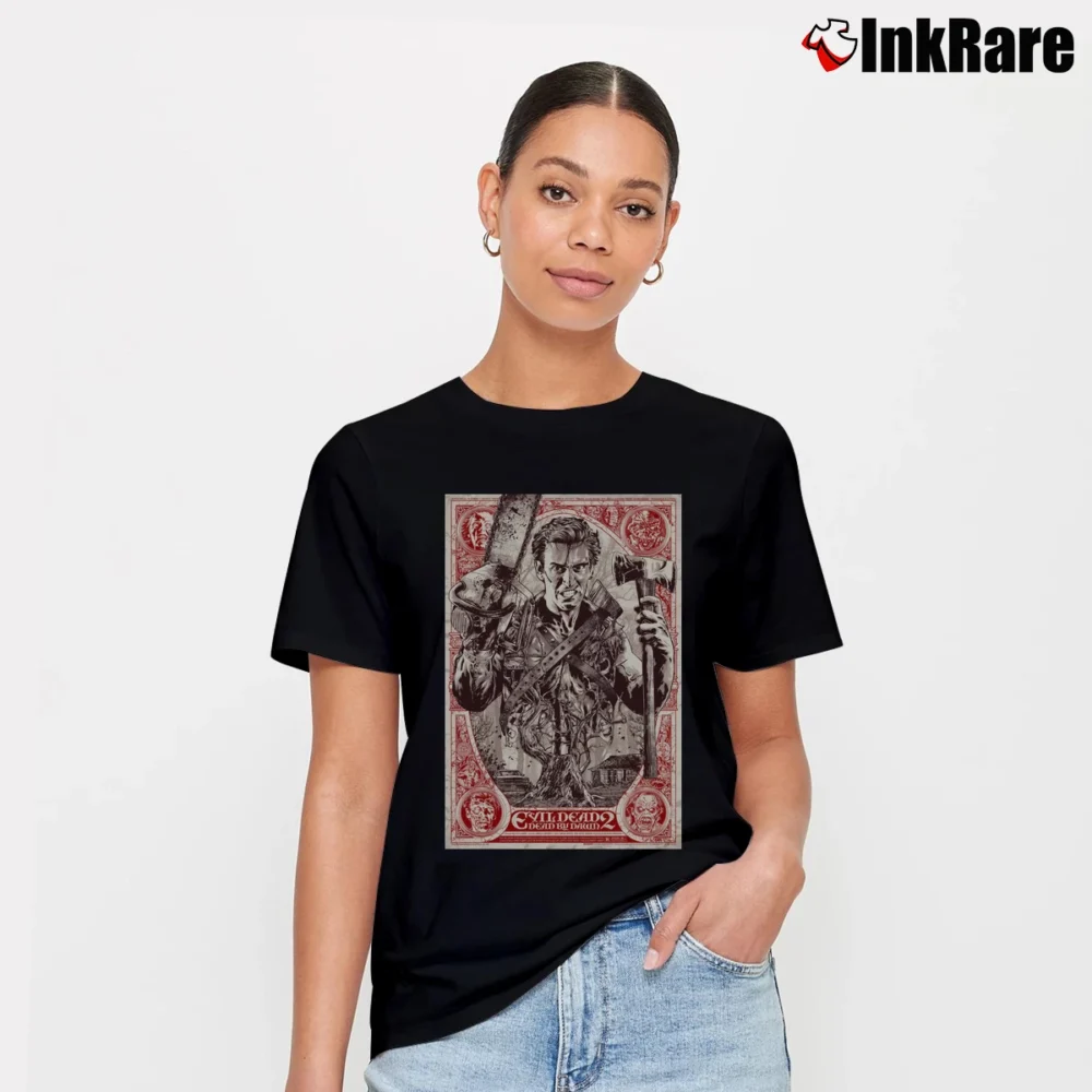 Women’s Hayratee Jacket Patch Evildead Design Sew To Signature T-Shirt in black | Soft, Flattering Fit