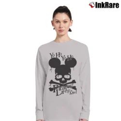 Women’s Hayratee Pirates Life For Me Mickey Mouse Skull Crossbones Long-Sleeve Top in sport grey | Sleek, Versatile, All-Season
