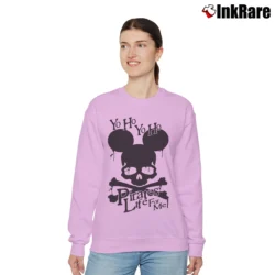 Women’s Hayratee Pirates Life For Me Mickey Mouse Skull Crossbones Relaxed Sweatshirt in light pink | Soft, Laid-Back Vibe
