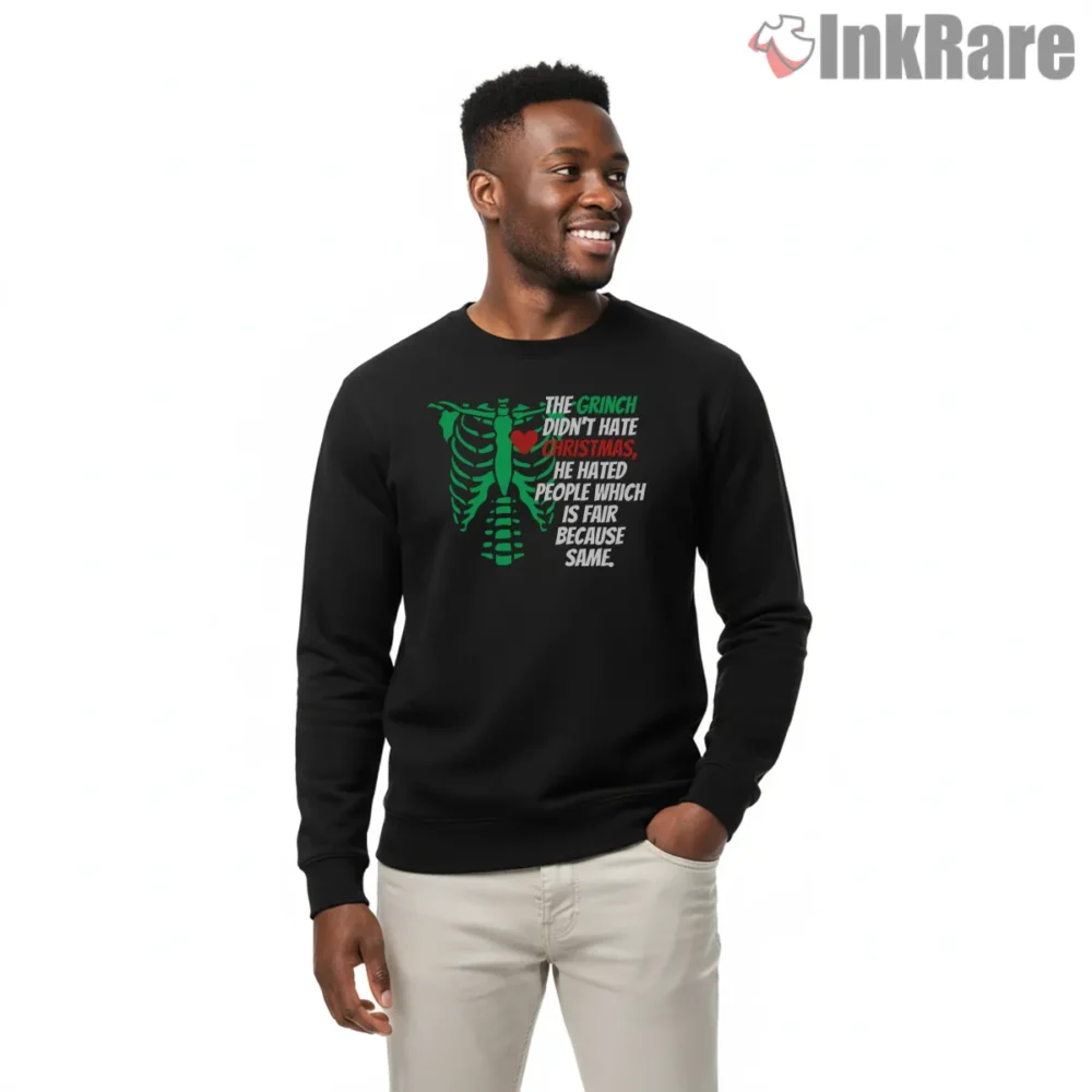 He Didnt Hate Christmas He Hated People Grinch Shirt on graphic shirt for men graphic tee