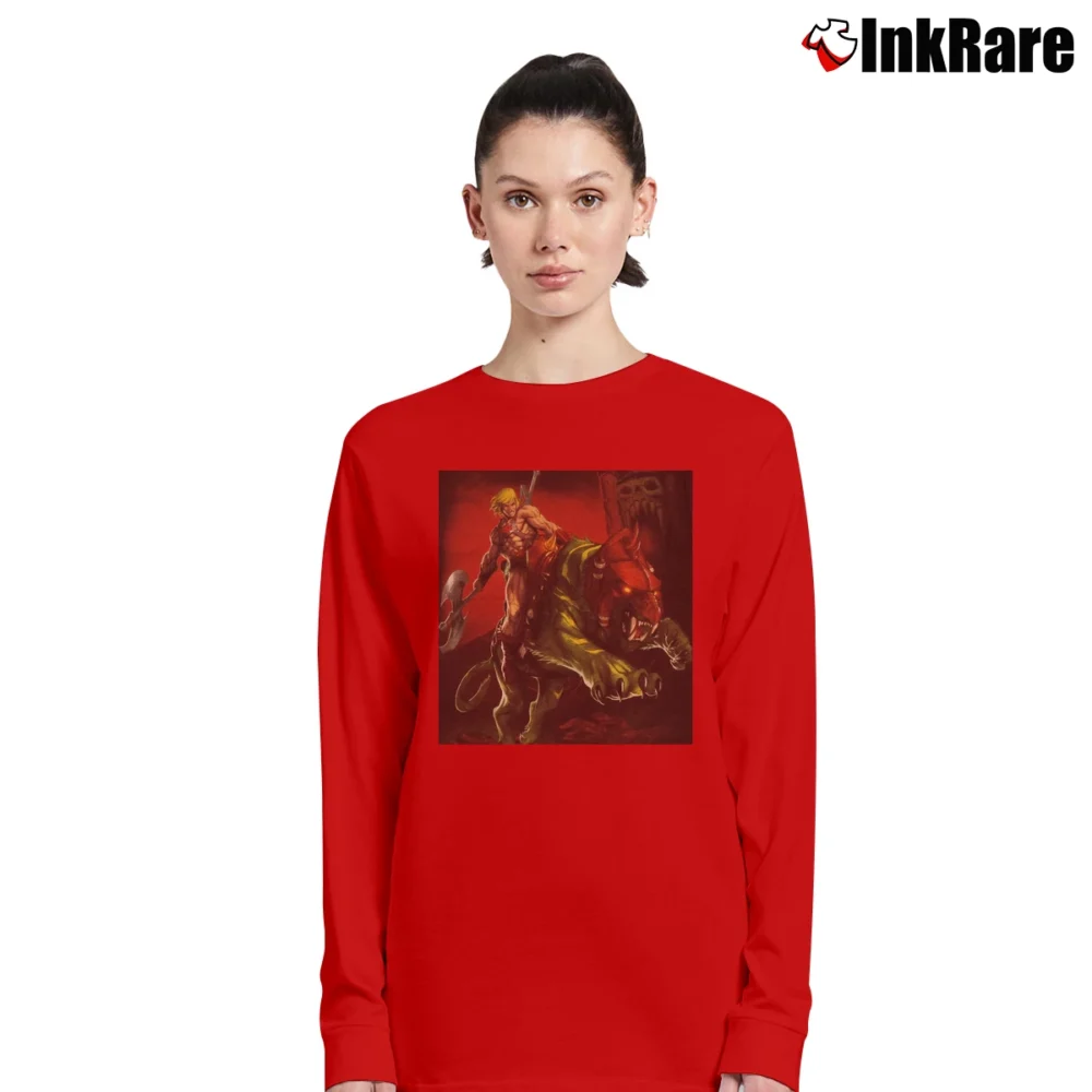 Women’s He - Man Battle Cat Long-Sleeve Top in red | Sleek, Versatile, All-Season