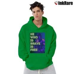 Men’s He Who Is Brave Is Free Rambo Sylverter Stallone Pullover Hoodie in irish green | Cozy, Durable, Modern Fit