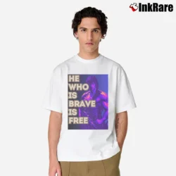 Men’s He Who Is Brave Is Free Rambo Sylverter Stallone Classic T-Shirt in white | Soft, Breathable Everyday Wear