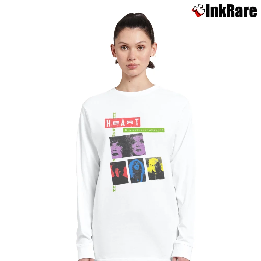 Women’s Heart Bad Animals 1988 Tour Promo Long-Sleeve Top in white | Sleek, Versatile, All-Season