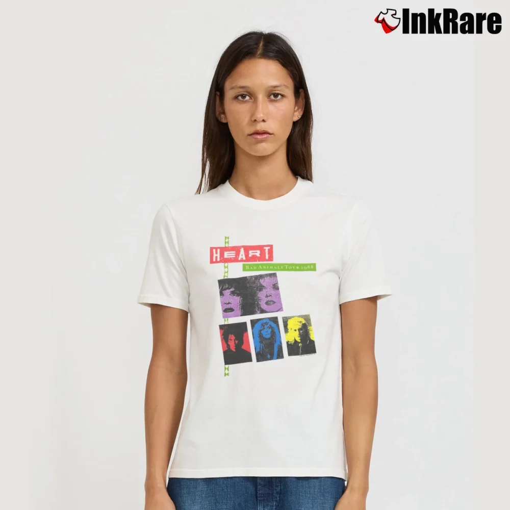 Women’s Heart Bad Animals 1988 Tour Promo Signature T-Shirt in white | Soft, Flattering Fit