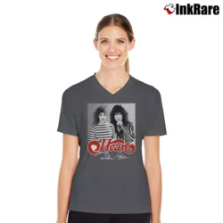 Women’s Heart Band V-Neck Tee in charcoal | Chic Neckline, Soft Texture