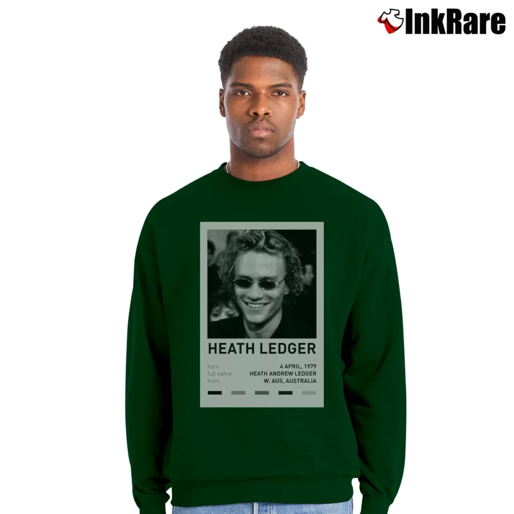 Men’s Heath Ledger Portrait Crewneck Sweatshirt in forest green | Cozy Fabric, Clean Style