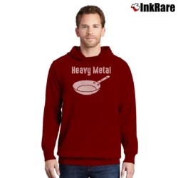 Men’s Heavy Metal Funny Iron Cookware Cooking Chef Pullover Hoodie in maroon | Cozy, Durable, Modern Fit