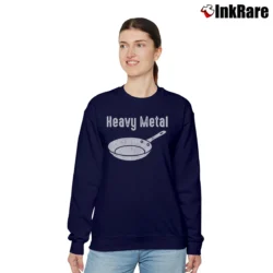 Women’s Heavy Metal Funny Iron Cookware Cooking Chef Relaxed Sweatshirt in navy | Soft, Laid-Back Vibe