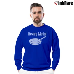 Men’s Heavy Metal Funny Iron Cookware Cooking Chef Crewneck Sweatshirt in royal blue | Cozy Fabric, Clean Style