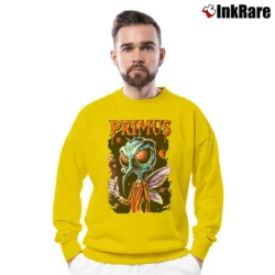 Men’s Heavy Metal Primus Band Crewneck Sweatshirt in yellow | Cozy Fabric, Clean Style