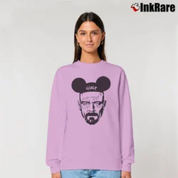 Women’s Heisenberg Breaking Bad Walter X Mickey Mouse Funny Relaxed Sweatshirt in light pink | Soft, Laid-Back Vibe