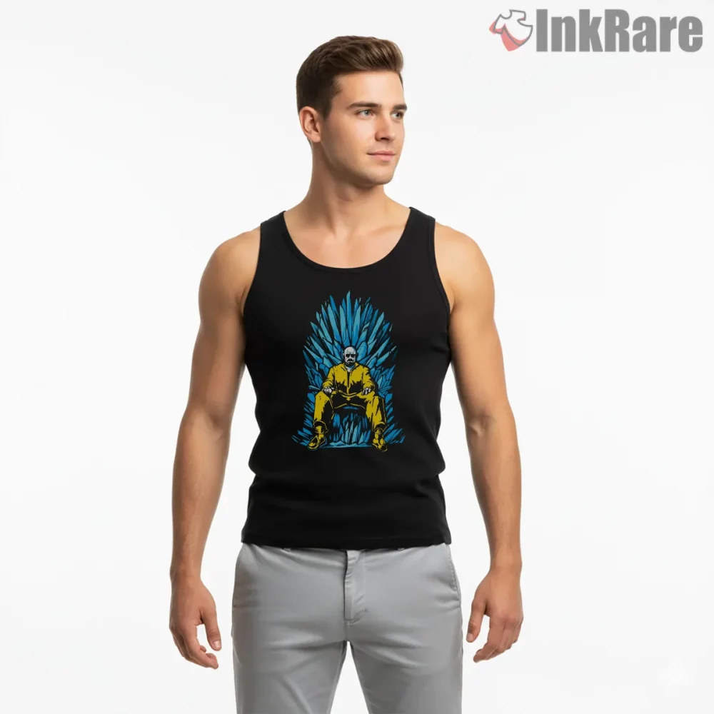 Heisenberg Iron Throne Mashup Bold Graphic Shirt on black tank top for men graphic tee