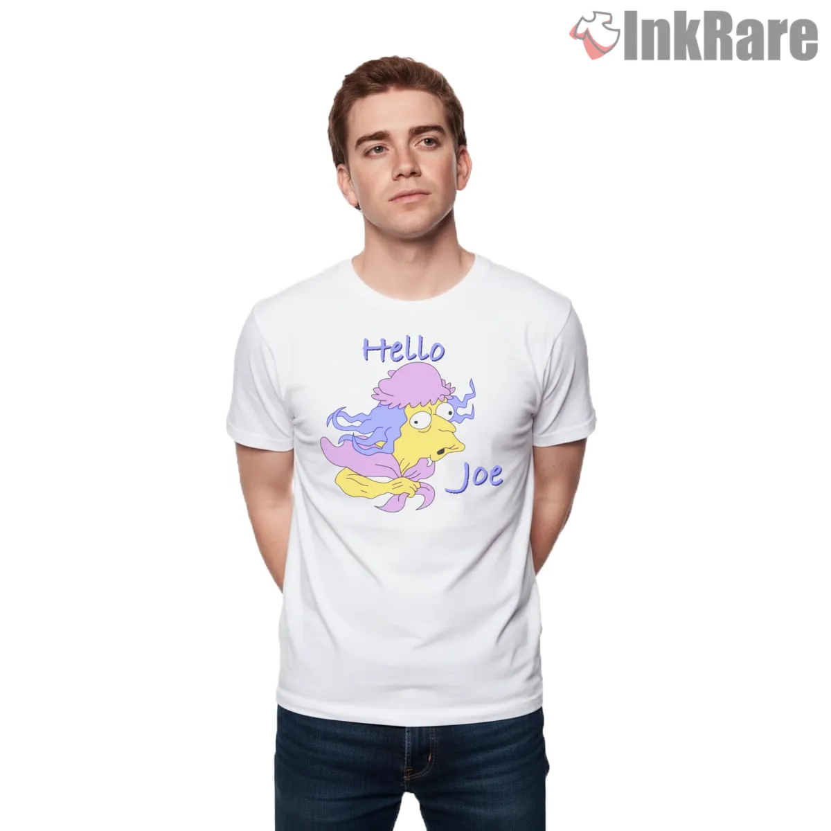 Hello Joe Simpsons Abstract Character Sketch Short Sleeve White Hello Joe Simpsons Abstract Character Sketch Shirt on white short sleeve shirt for men graphic tee