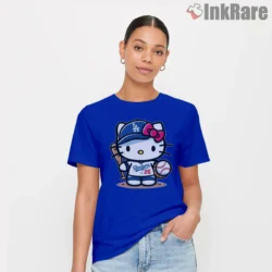 Hello Kitty Dodgers Shirt on royal blue with bat and ball