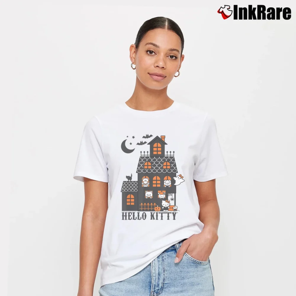 Women’s Hello Kitty Haunted House Halloween T-Shirt in white | Soft, Flattering Fit
