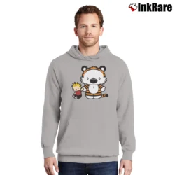 Men’s Hello Tiger Calvin And Hobbes Graphic Pullover Hoodie in sport grey | Cozy, Durable, Modern Fit