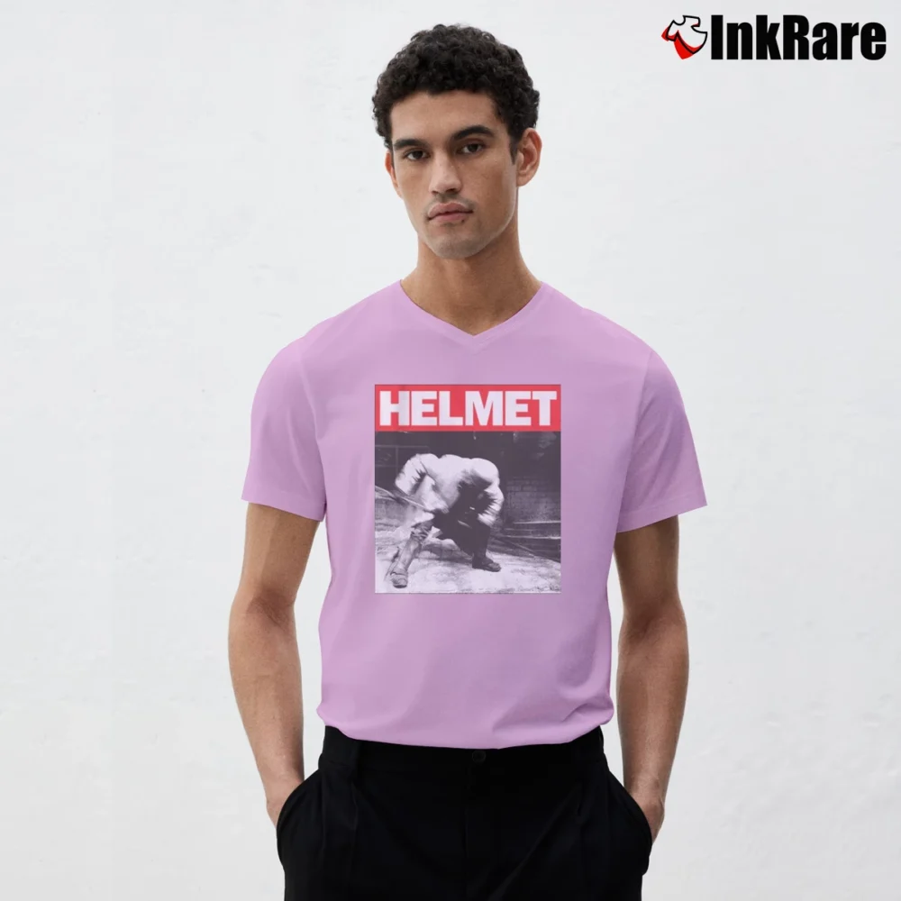 Men’s Helmet Meantime V-Neck Tee in light pink | Sharp, Breathable, Everyday Staple