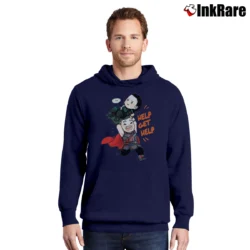 Men’s Help Get Help Thor And Loki Comedy Scene Pullover Hoodie in navy | Cozy, Durable, Modern Fit