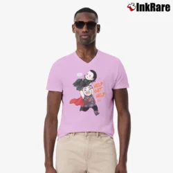 Men’s Help Get Help Thor And Loki Comedy Scene V-Neck Tee in light pink | Sharp, Breathable, Everyday Staple