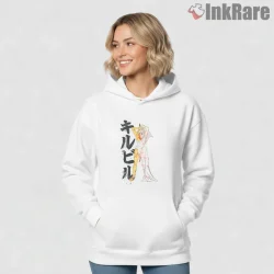 Here Comes The Bride Wedding Blood Splatter Kill Bill Shirt on white hoodie for women graphic tee